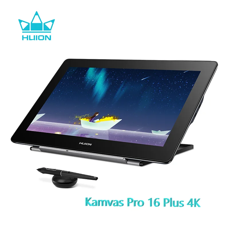 

HUION Kamvas Pro16 Plus 4K UHD Graphics Tablet Monitor Full Laminated Screen 145%sRGB Batteryfree Pen Display for PC Mac Android