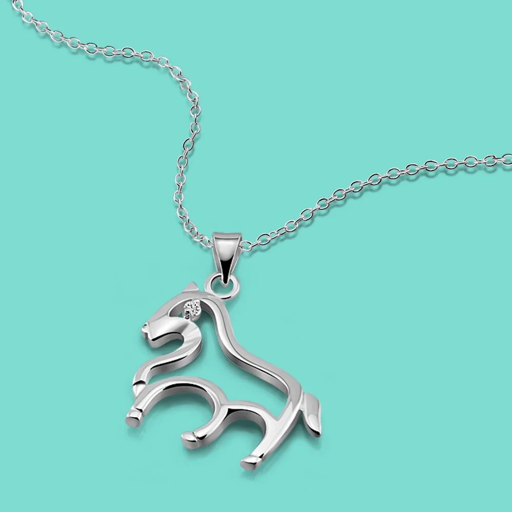 Ожерелье женское из серебра 925 пробы с подвеской в виде пони | Украшения и