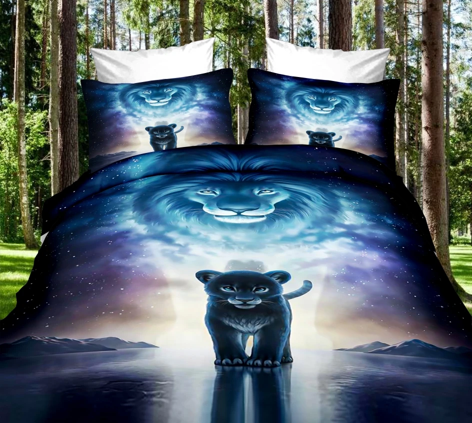Комплект постельного белья с изображением волка односпальный двуспальный