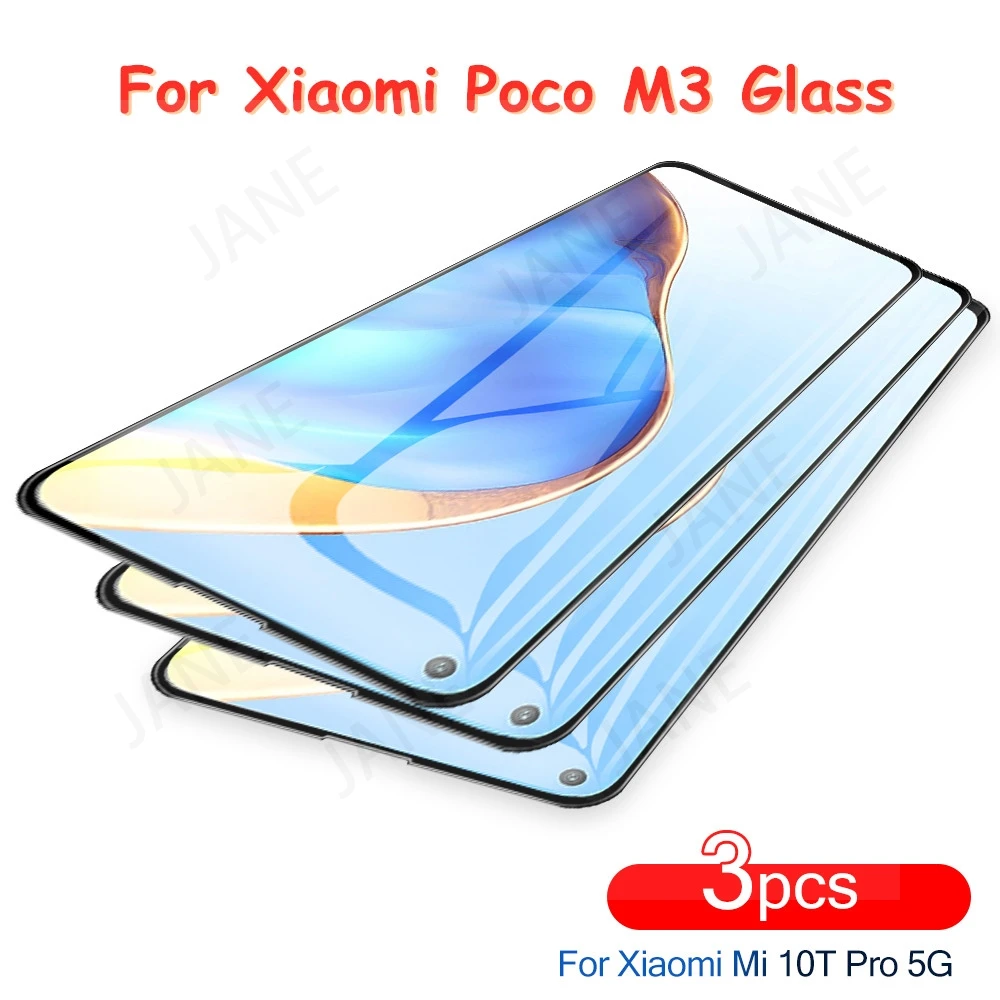 

3Pcs Tempered Glass For Xiaomi Poco M3 X3 Mi 10T Pro 10T Lite Screen Protector Film Glass For Xiaomi Poco X3 Mi 10 Lite m3 glass