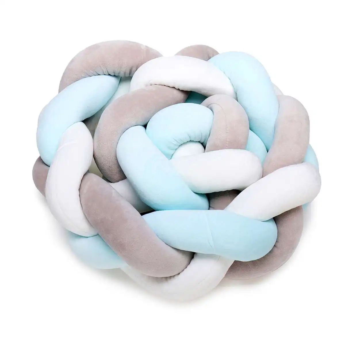 White gray blue 1,5 м минимализм хлопок детские постельные принадлежности кроватки бамперы Crea. tive Плетеный длинный узел мяч Подушка протектор подушка Новорожденный ребенок - Цвет: White gray blue