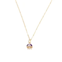 fashion zircon cute necklace purple crystal alien ufo pendant for women girl choker shiny cz christmas romantic jewelry present