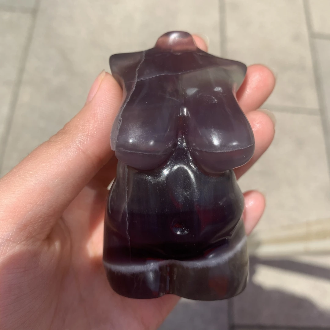 

Natural Fluorite Pink Obsidian Opal Female Plump Model Quartz Handmade Crystal Carved Energy Home Ornaments Healing Crystals