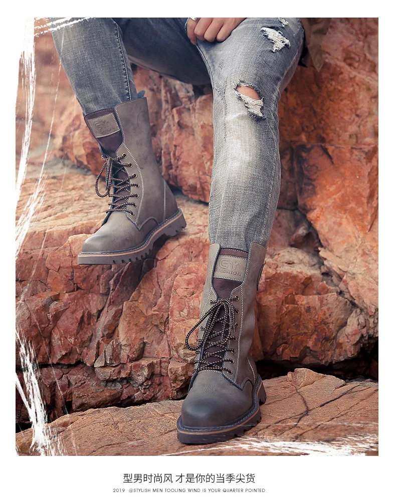 winter Retro genuine Leather Martin boots men shoes quality Hiking boots sports sneakers man lace up boots men footwear