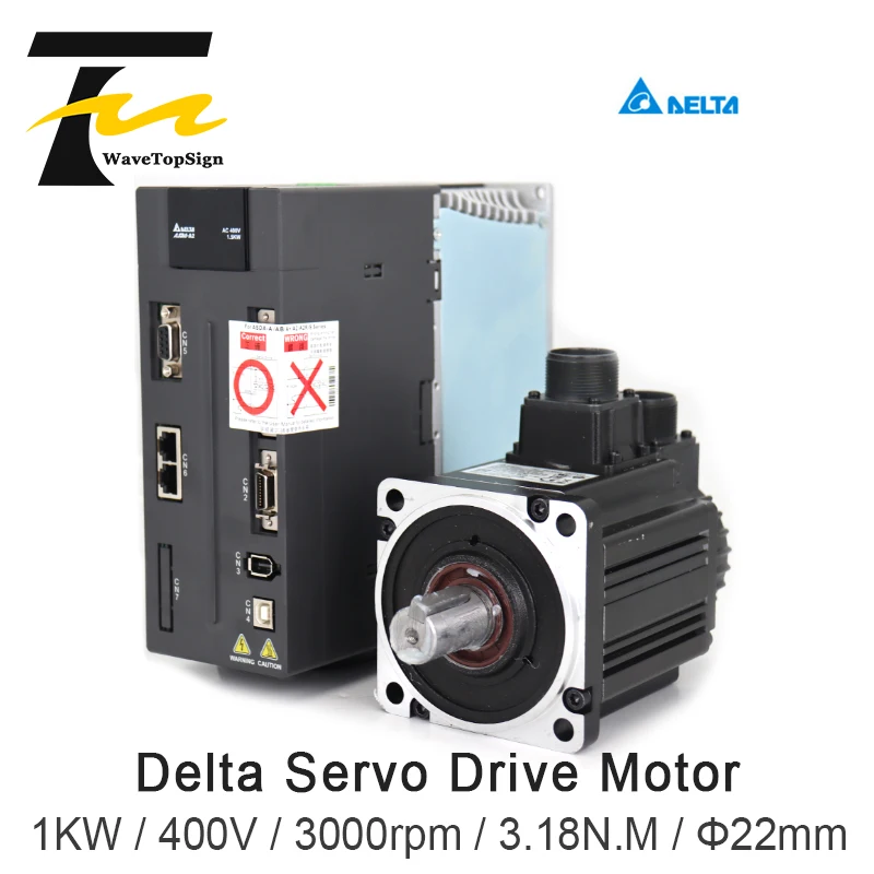 WaveTopSign 1KW Delta серво-двигатель в комплекте ASD-A2-1543-M + ECMA-J11010RS 400V 3000rpm 3.18N.M 4.15A |