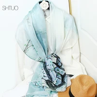 Women Real Silk Super Large and Long Scarves Elegant Luxury Echarpe Floral Printed Bandana Headscarf Neckscarf Shawls 200x140cm