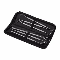 stainless steel professional 5 pcsset high quality handle dental lab kit dentist surgical wax carving teeth tool set with bag