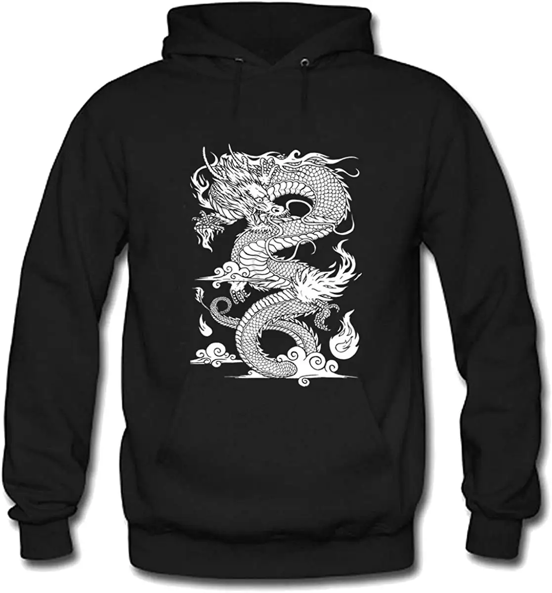 Мужской пуловер с изображением китайского дракона толстовка капюшоном Мужская