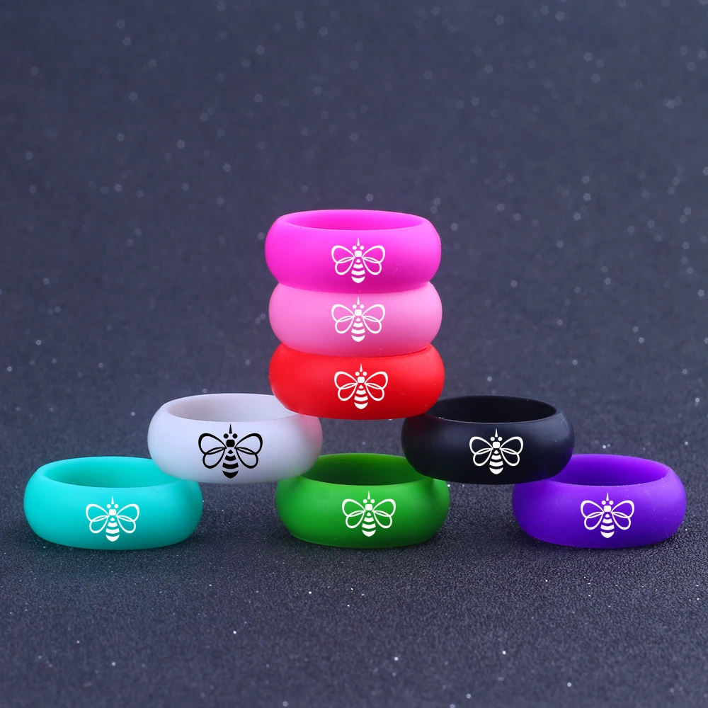Customized LOGO Butterfly Silicone Rings for Couples Sports Rubber Ring Wedding Band Jewelry |