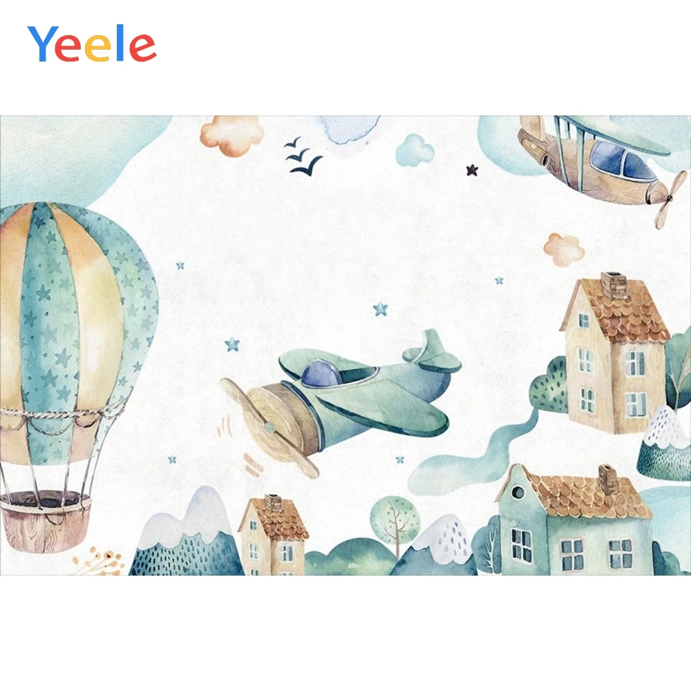 Мультфильм самолет воздушный шар Новорожденный ребенок душ мальчик фон дети