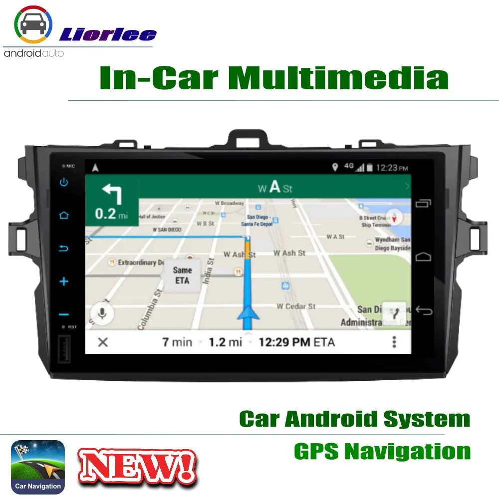 Автомобильный Android плеер для Toyota Corolla (E140) Sedan 2006-2013 9 "IPS ЖК-экран GPS навигационная
