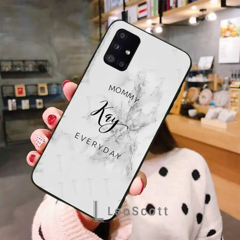 

GREY MARBLE INITIALS NAME Phone Case For Samsung A32 A51 A52 A71 A50 A12 A21S S10 S20 S21 Plus Fe Ultra