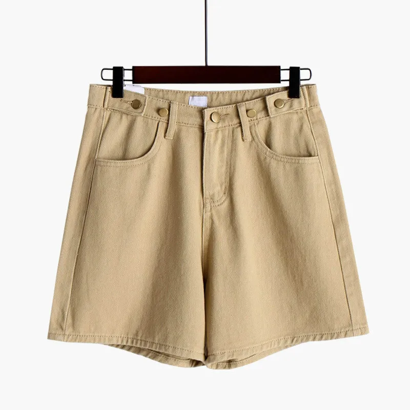 Летние синие джинсовые шорты для девочек модные с высокой талией свободные