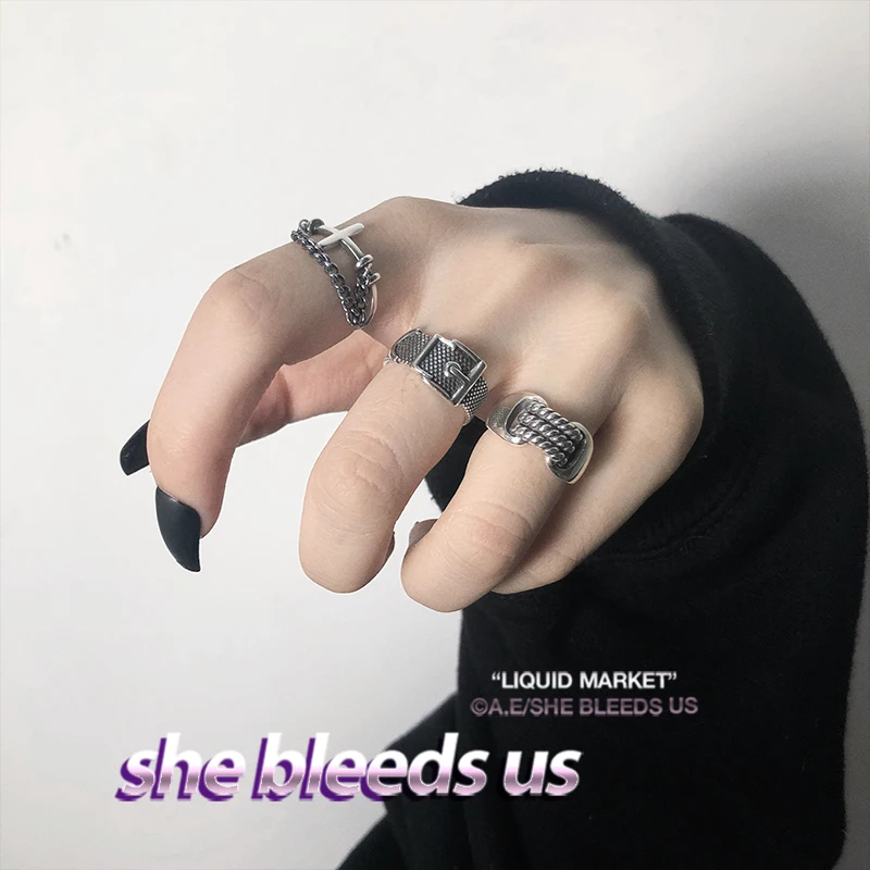 Новые винтажные металлические открытые кольца в стиле панк на цепочвечерние