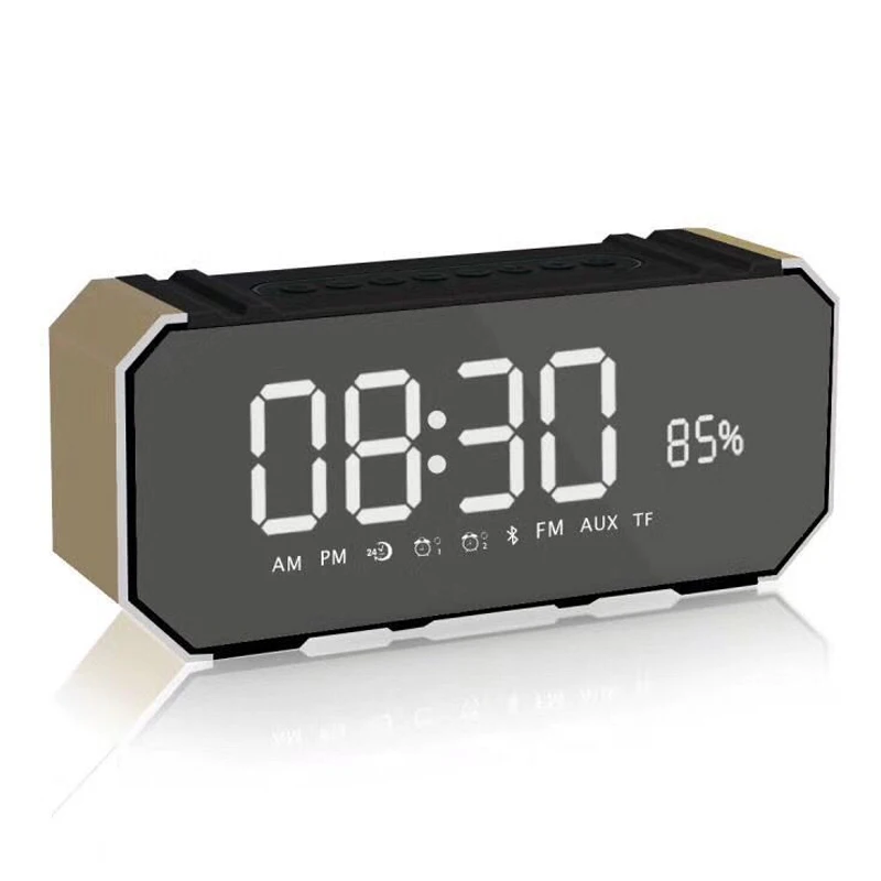 Сигнализация Colck 10 Вт Bluetooth беспроводной динамик FM радио ЖК-дисплей зеркало