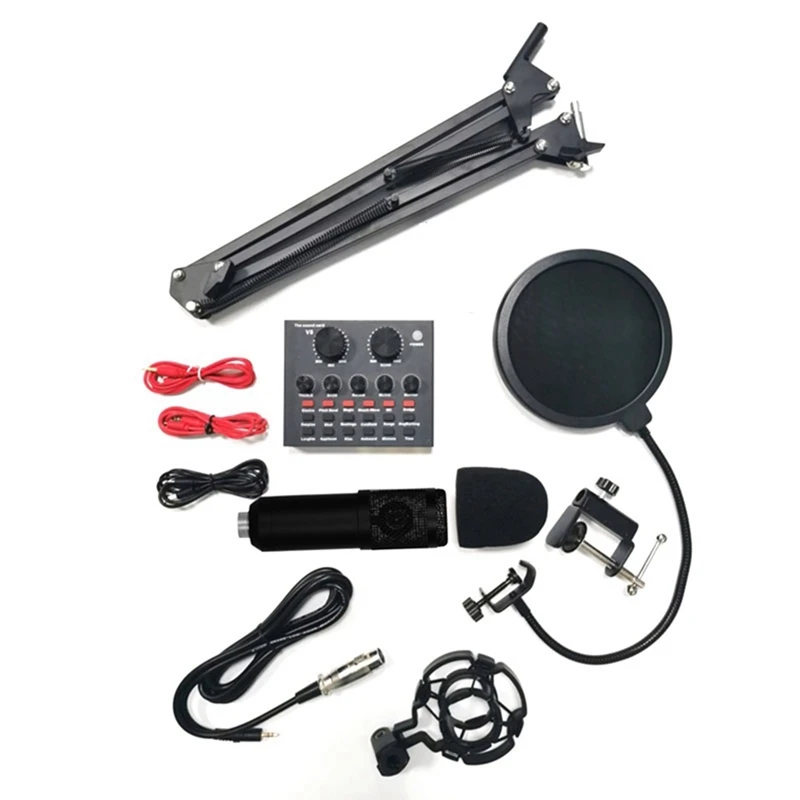 

Конденсаторный микрофон BM800 V8, звуковая карта, миксер для записи прямых трансляций, микрофон для телефона, компьютерная песня, караоке