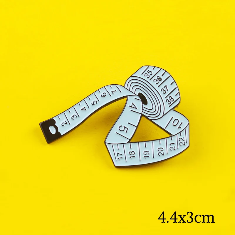 Tape Measure Brooch Pin Enamel Women's Brooches Blue White Pink Ruler Sewing Tool Badge On Clothes Sweater Shirt Jewelry Gift | Дом и сад