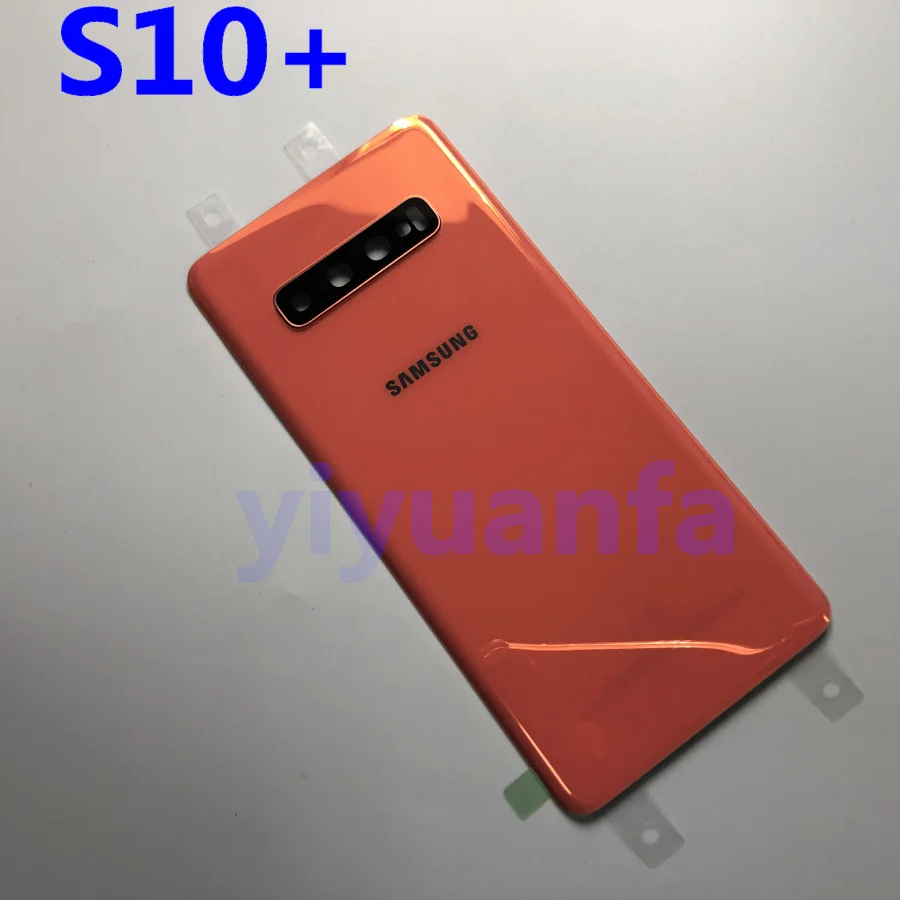 Samsung Galaxy S10 G973 S10 Plus G975 S10E задняя крышка батарейного отсека задняя крышка Корпус Запасные части+ стеклянная рамка объектива камеры - Цвет: S10 Plus  Orange