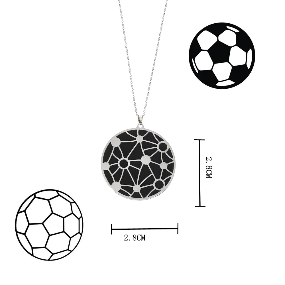 

Yoiumit Stainless Steel Necklace Football Shape Pendant Interchangeable Leather Clavicle Necklace Fashion Casual Sports Jewelry