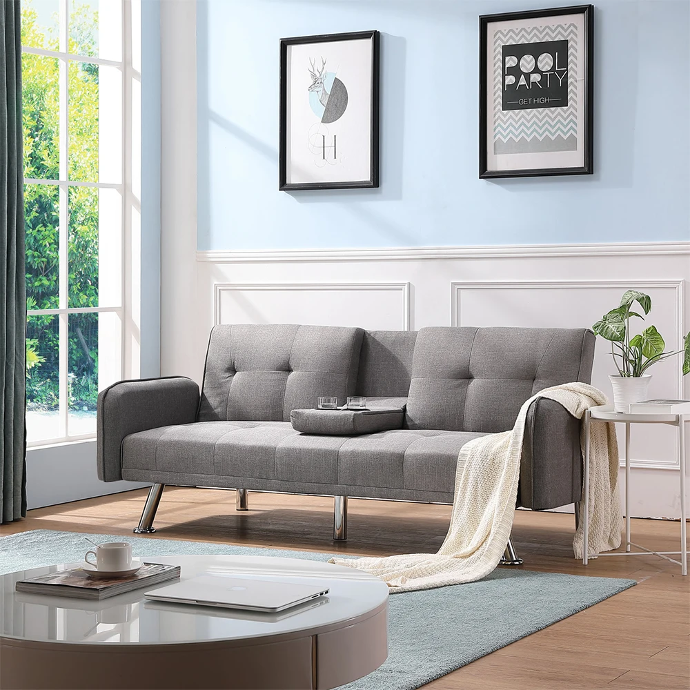 

2021 New Arrival Sleeper Sofa Bed Couch for Home Living Room Furniture Light Grey US Stock Fast Delivery