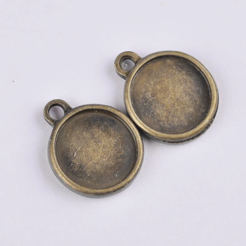 100 шт 14 мм античная бронза один висящий двусторонний круглый пустой диск Кулон