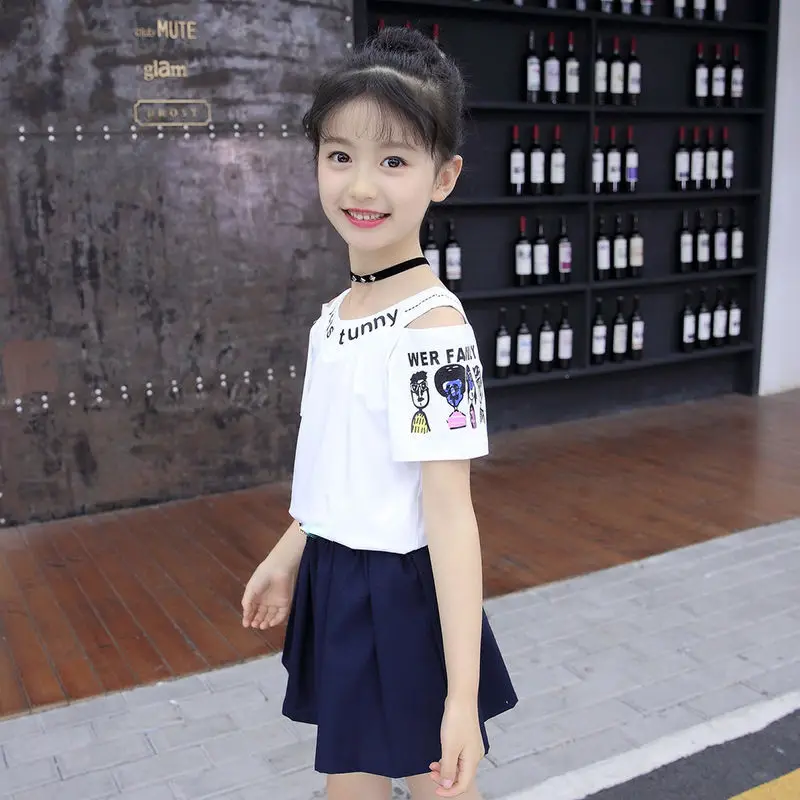 Комплекты одежды для девочек новинка 2020 года летняя футболка юбки мини-комплект
