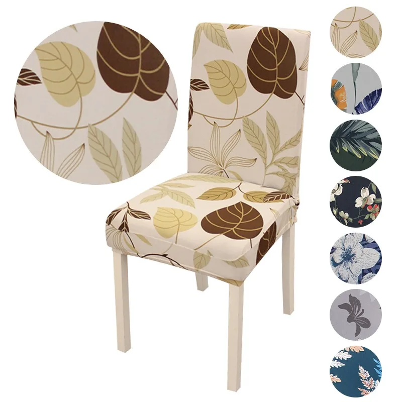 

Printed Chair Cover Spandex Elastic Stretch Anti-dirty Chair Cover Home Dining Chair Cover For Kitchen Banquet Dining Room