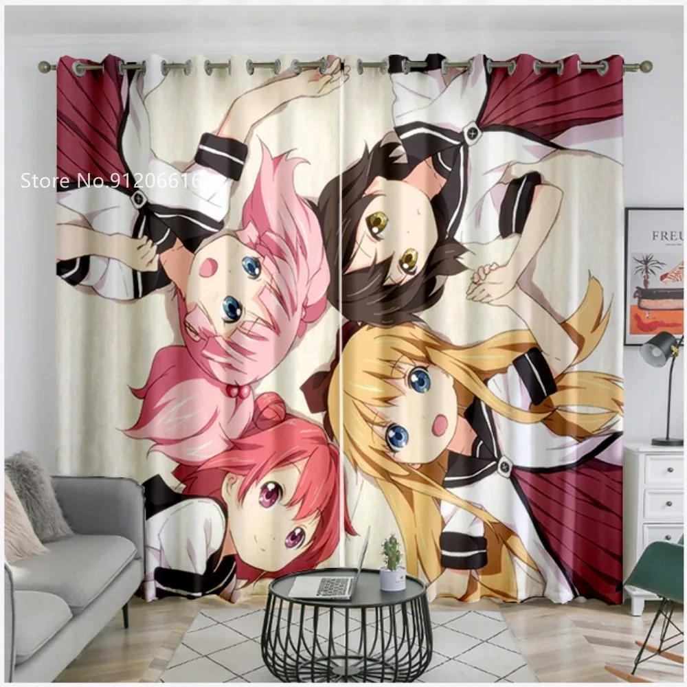 Художественная занавеска на окна yulu Yuri с 3D принтом кавайное аниме для девочек