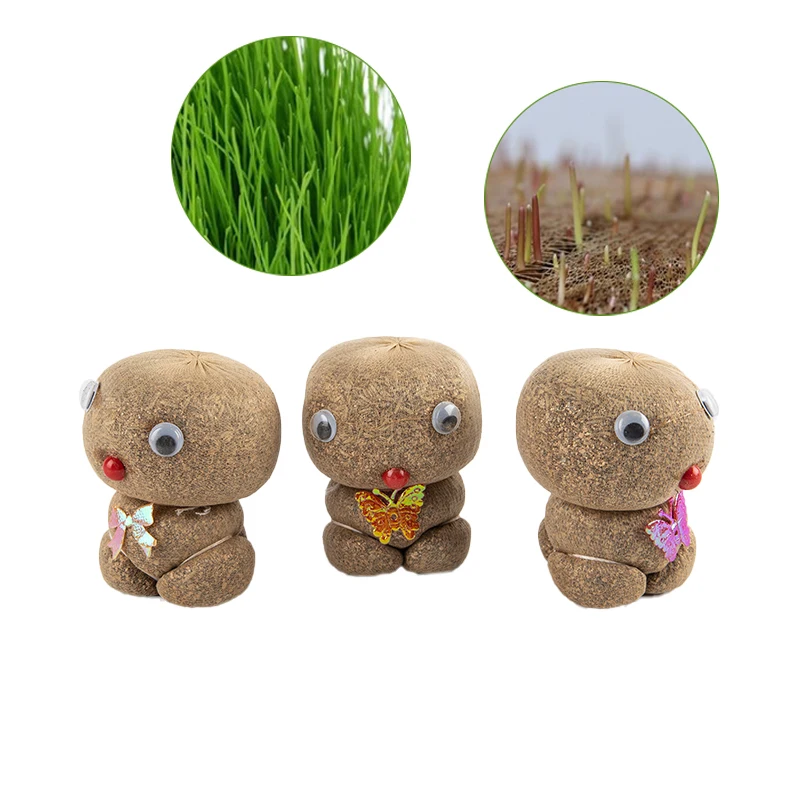 

Creative Grow Bag Pot Grass Head Doll Planting Bag Flower Pot Desktop Decor Gift