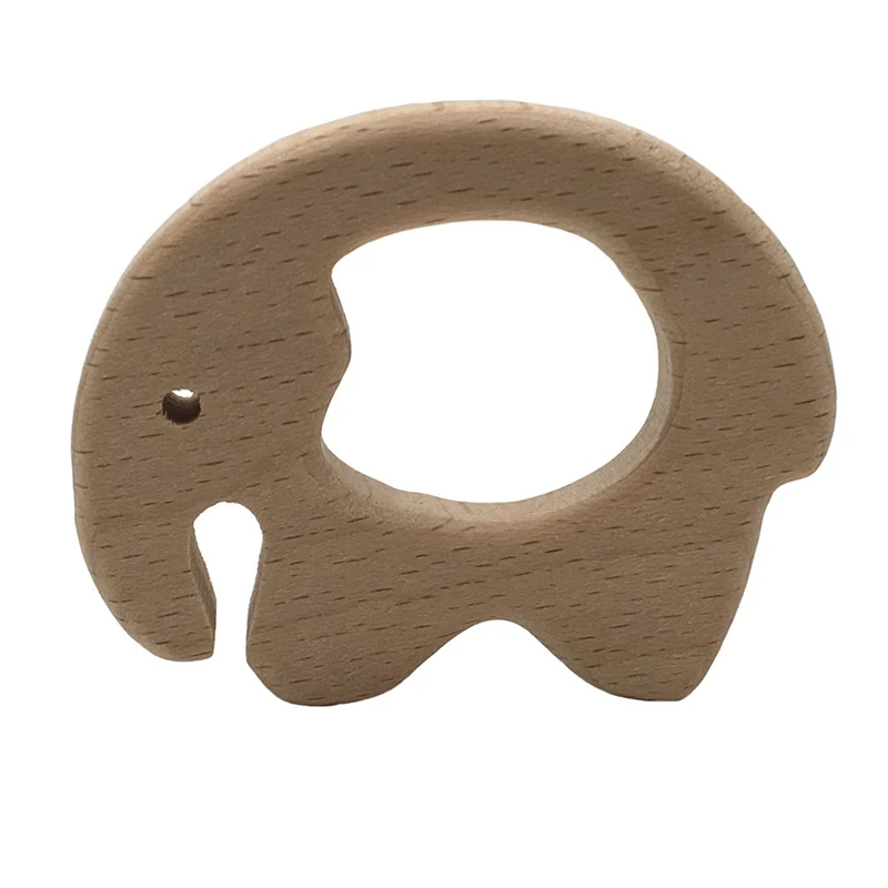 

New Baby Wooden Teethers Wood Animals Cartoon Elephant Shape DIY Pacifier Chain 3C Certification Wooden Baby Teether Toy