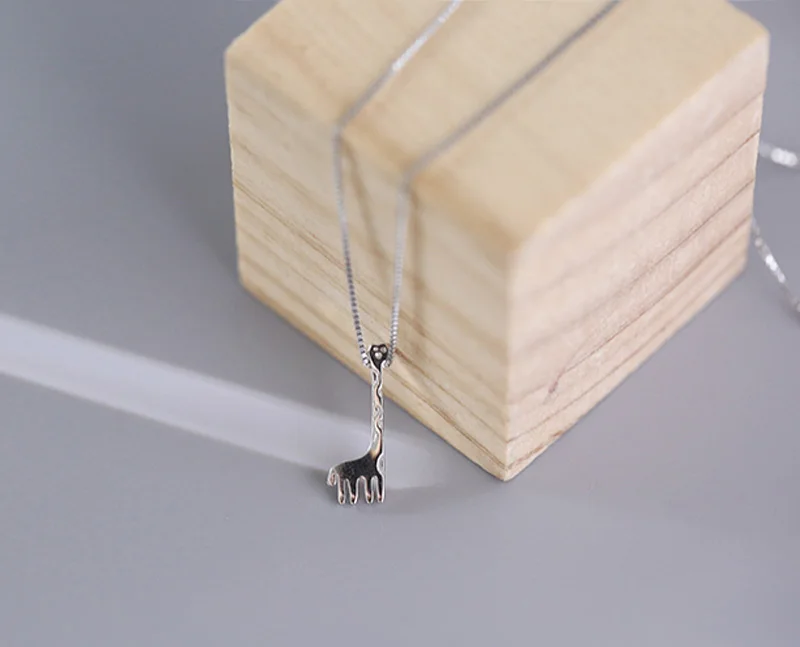 Женское ожерелье из серебра 100% пробы с подвеской в виде жирафа | Украшения и