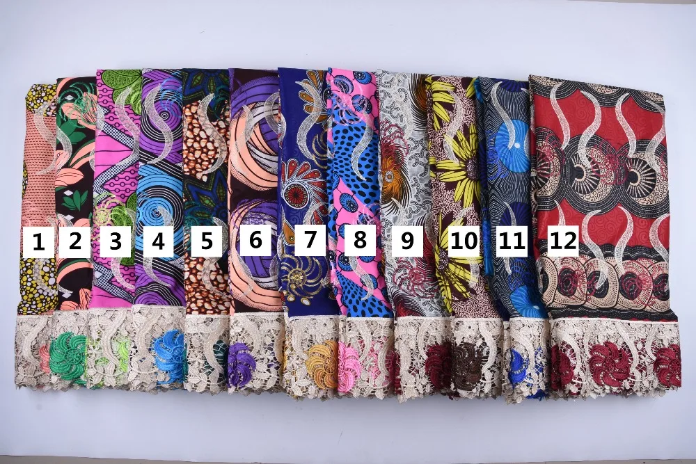 New Nigerian Printing Styles Wax Guipure Lace Fabric Embroidered Material Wax Cord Lace Fabric A1295