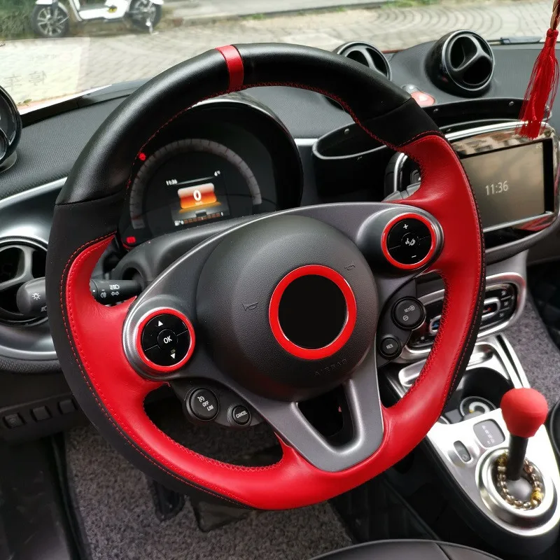 Чехол на руль автомобиля из натуральной кожи защитный чехол для Smart fortwo forfour 2015 2016