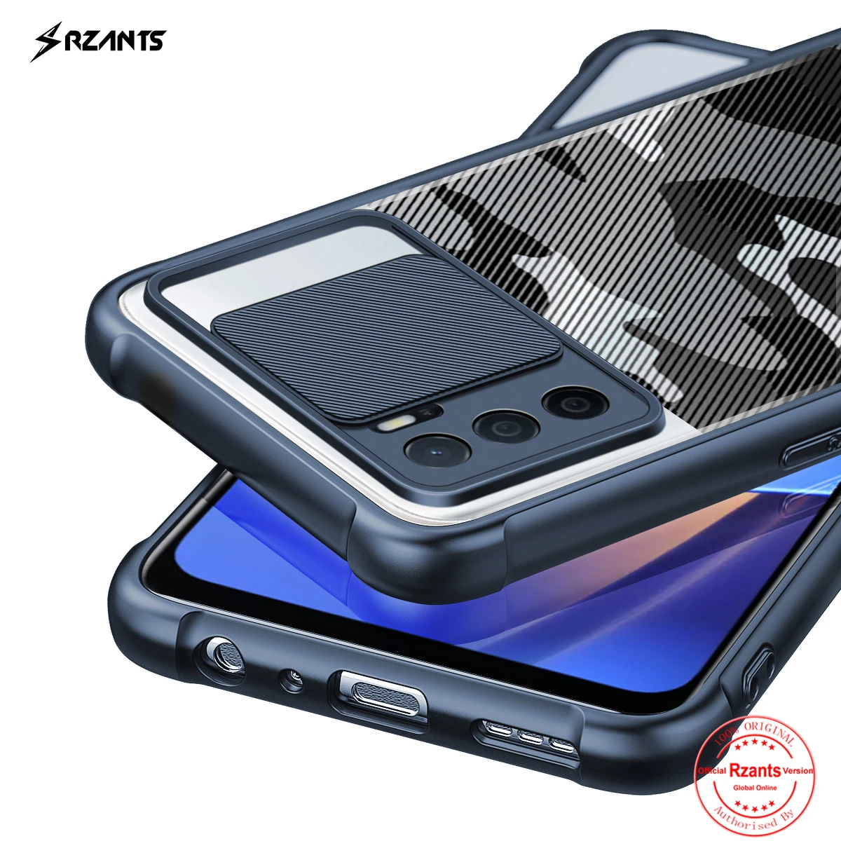 

Rzants For OPPO A16 Case Hard [Camouflage Lens] Camera Protection Hlaf Clear Cover