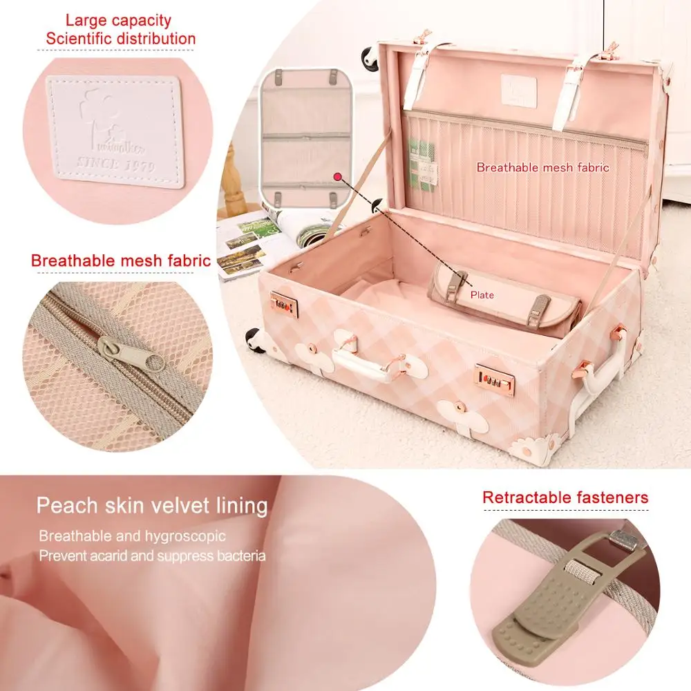 Набор чемоданов с винтажным принтом 3 шт./компл./набор из искусственной кожи