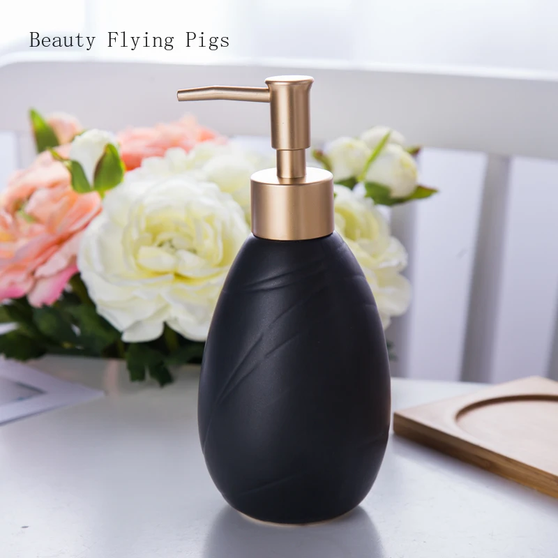 

Solid color ceramic lotion bottle Shampoo Lotion Shower Gel container Kitchen Liquid Soap Dispenser bottle Bathroom Accessories