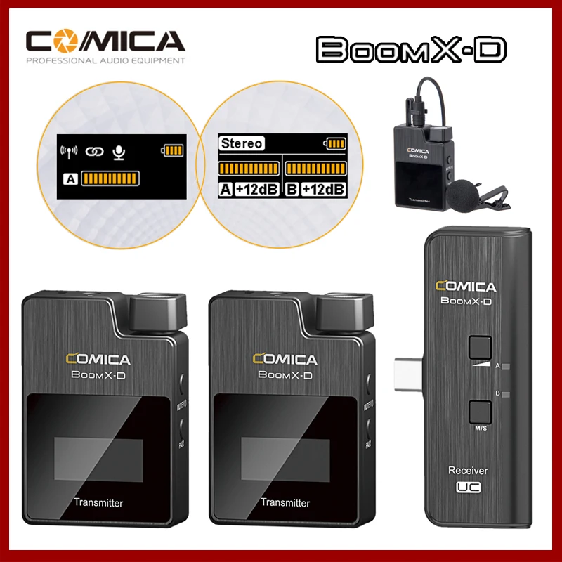 

Comica BoomX-D For Smartphone Video D1 D2 UC1 UC2 2.4g Wireless Microphone Digital Transmitter Kit Mini Cellphone Mic Receiver