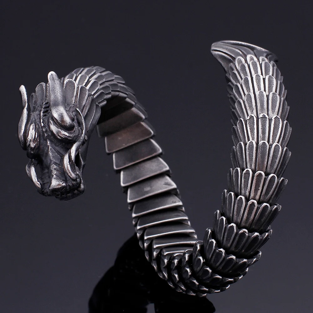 Локомотив Dragon Scale титановая сталь ретро браслет в китайском стиле хип-хоп черный