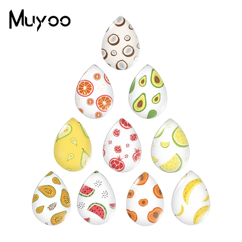 

2021 New Fruits Grapefruit Watermelon Tear Drop Glass Dome Photo Jewelry Handmade DIY Accessories