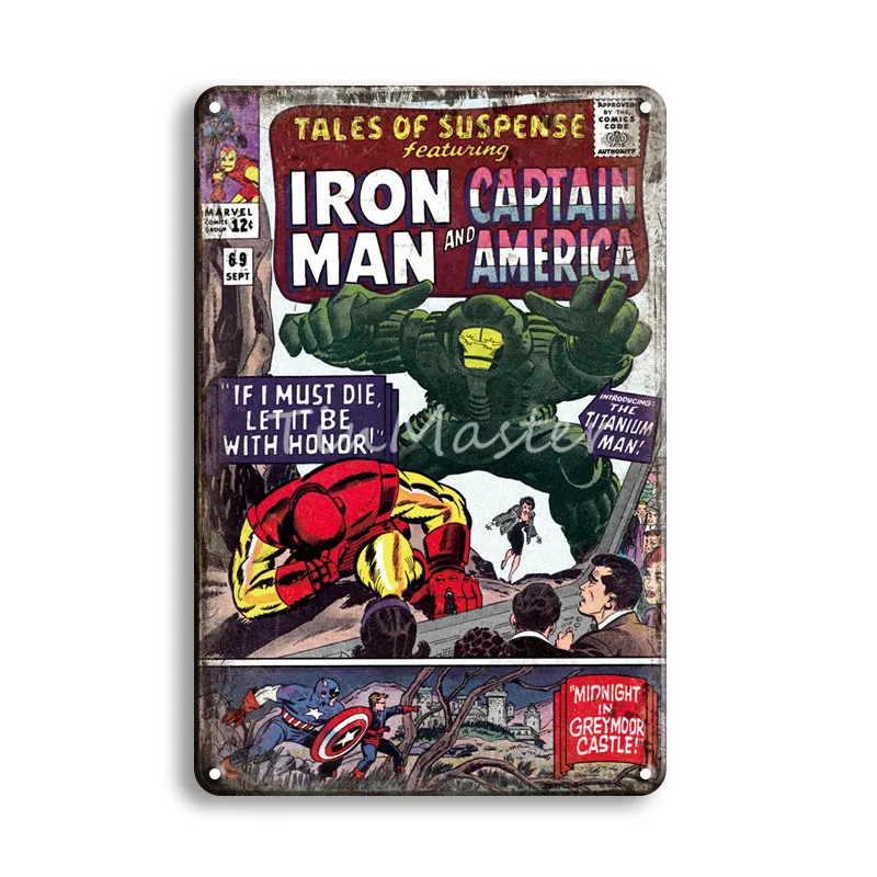 MARVEL COMICS ободок для волос в стиле чудо-женщина супергерой Железный человек металлический оловянный знак детская спальня Детская комната Декор для гостиной винтажный металлический постер - Цвет: 20121