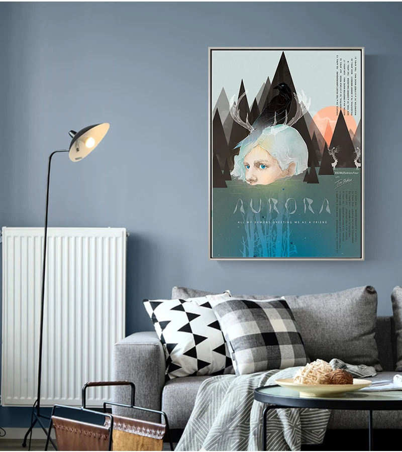 Мультфильм Аврора Приключения Цитата птицы Настенная картина с оленями холст