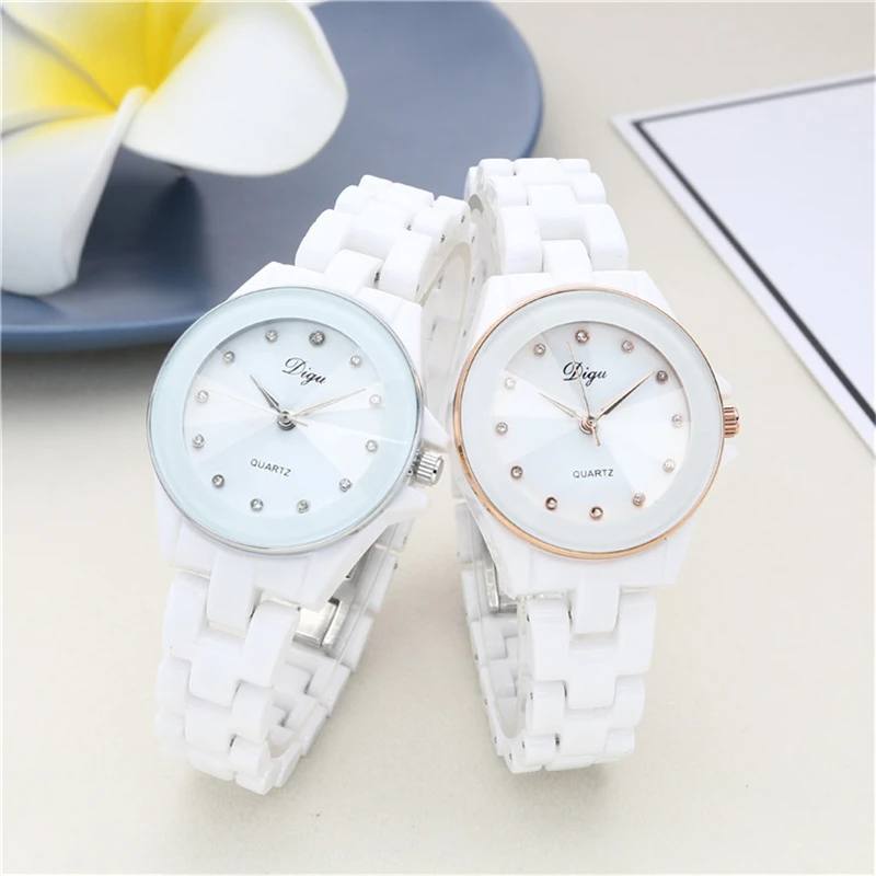 Керамические кварцевые часы женские роскошные брендовые модные стальные