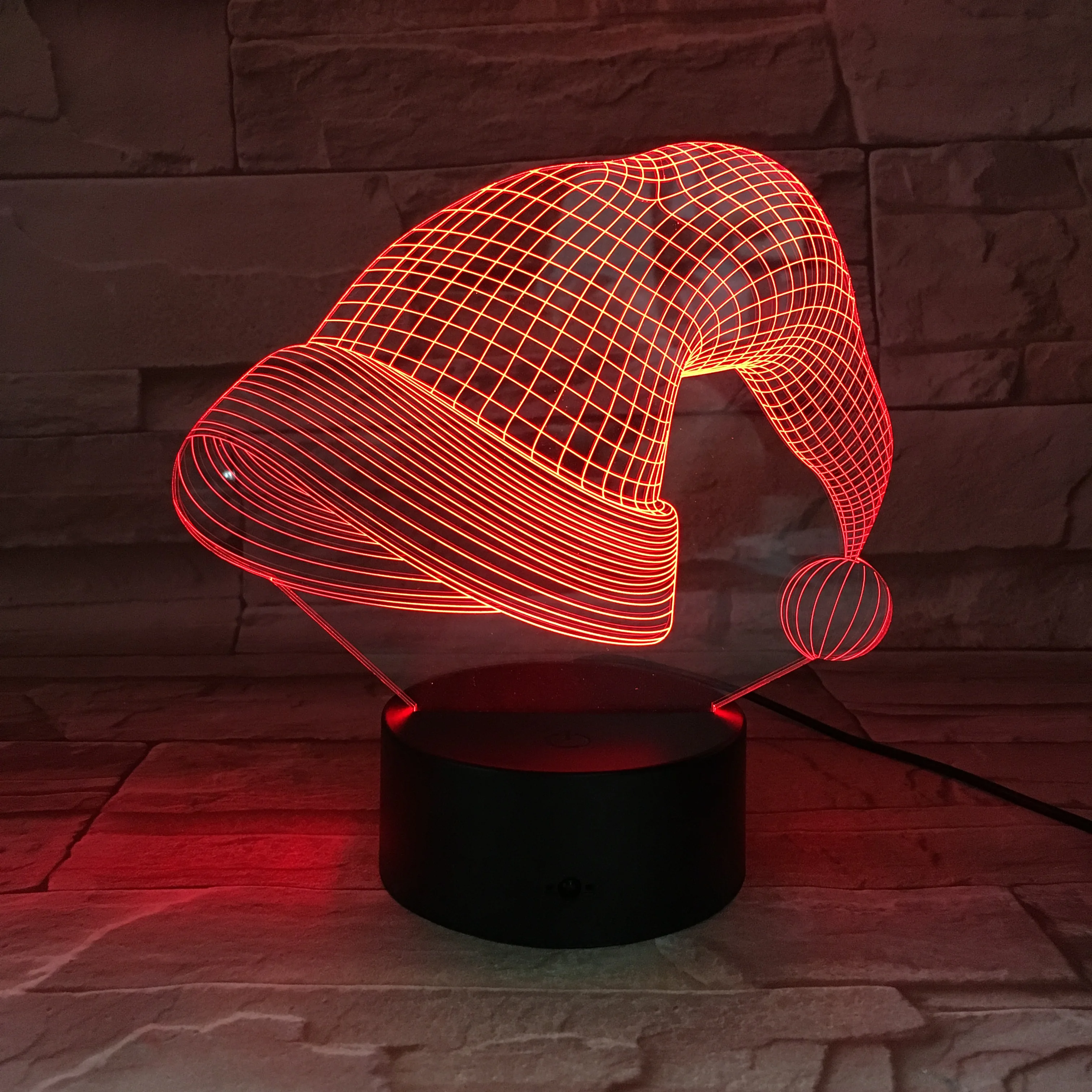 Xmas Hat Форма сенсорная настольная лампа 7/16 цветов меняющаяся 3D Новинка