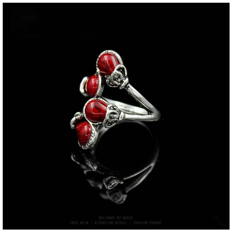 Модные кольца в богемном стиле с калаитовым камнем тибетские античные