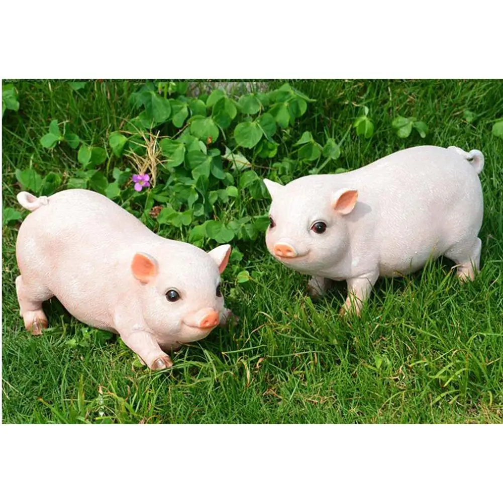 

2Pcs Resin Simulation Pig Model Ornament For Home Decoration Scene Sketch Prop