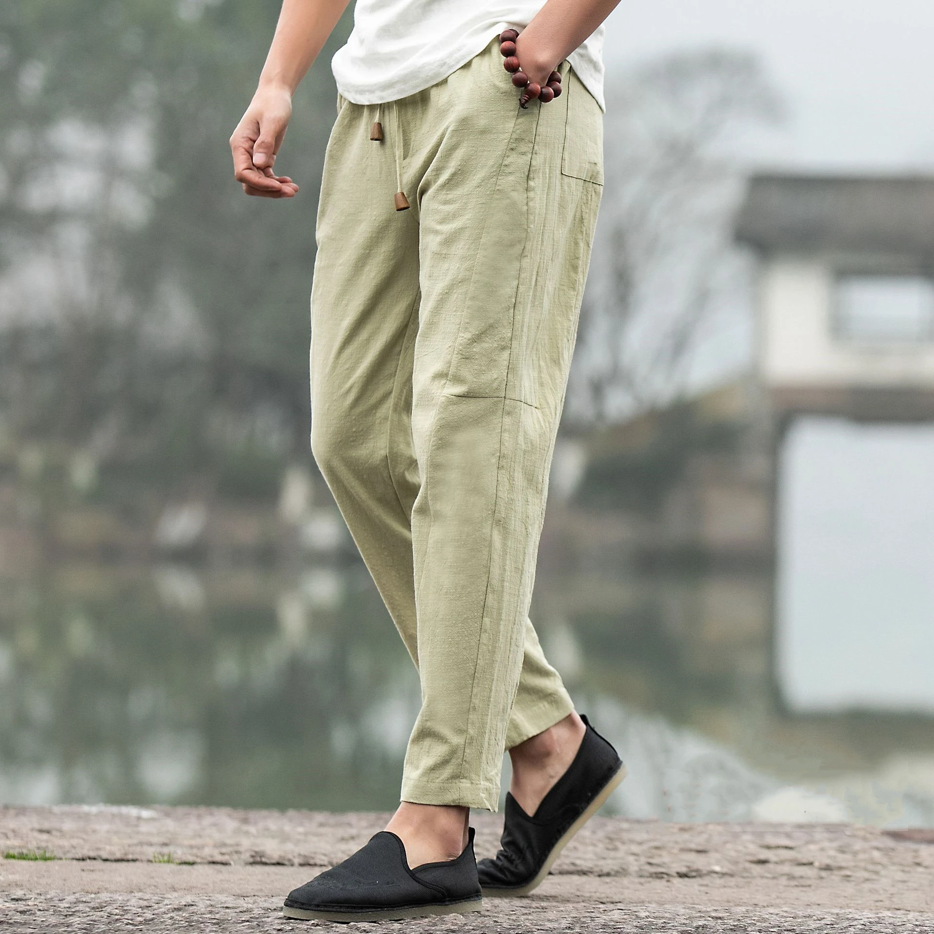 Шаровары мужские в традиционном китайском стиле повседневные однотонные