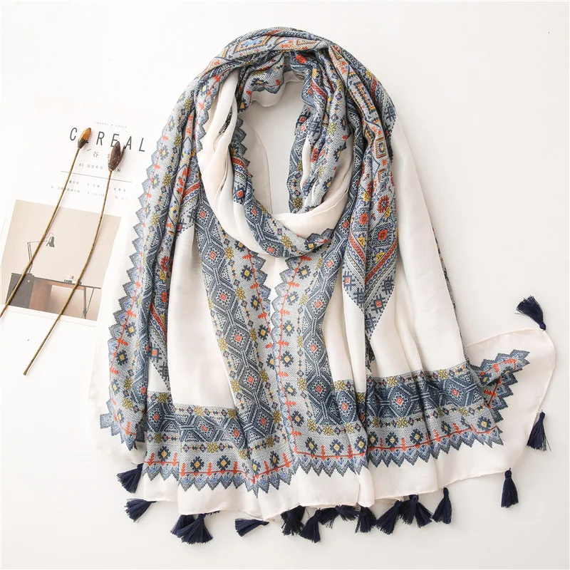 

Ethnic Boho Design Scarf for Women Elegance Extra Large Shawl Wrap Warm Stole Neckwear [6729]