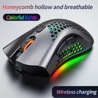 silver eagle a3 wireless mouse rechargeable hole hollow e sports game silent rgb wireless mouse for pc laptop gaming office