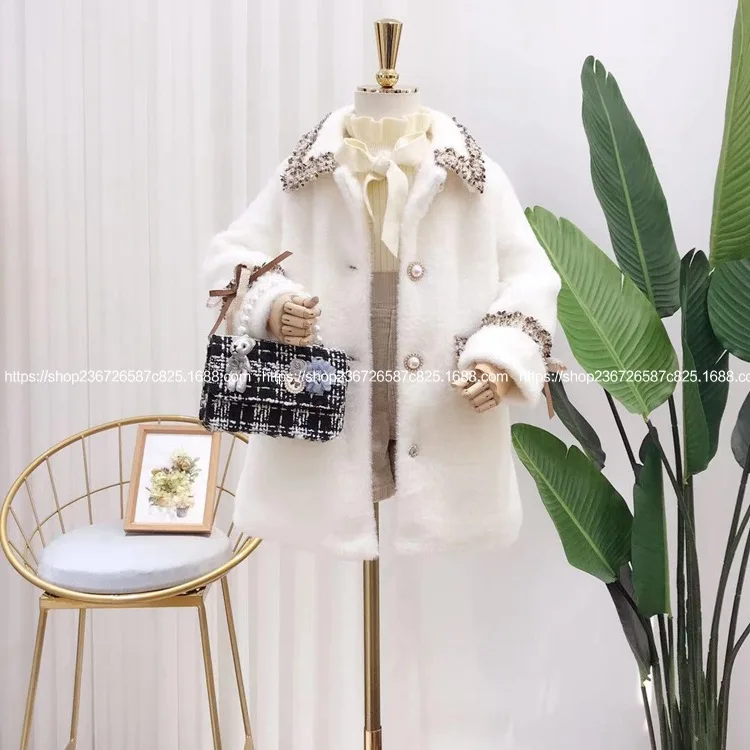 Одежда для детей Новинка 2019 года зимнее модное длинное пальто девочек с мелким