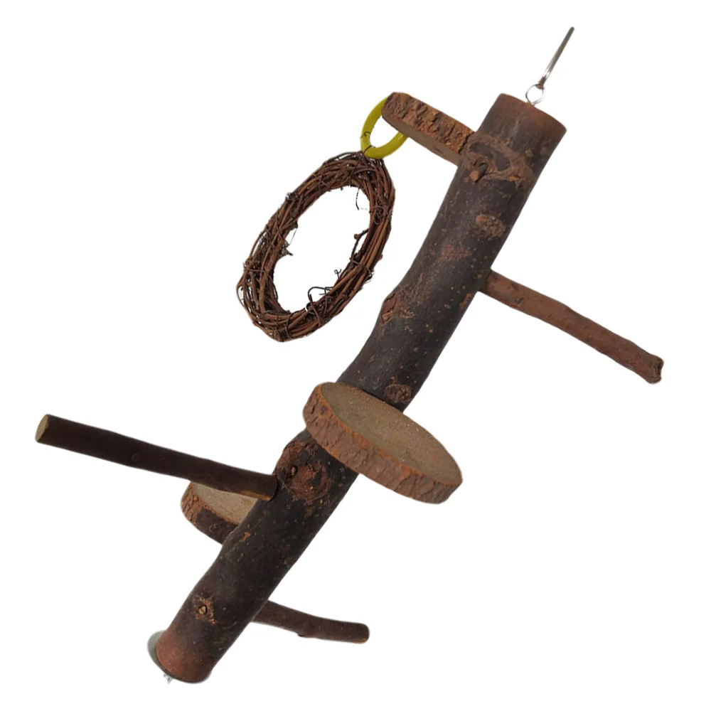 

1PC Parrot Wooden Stand Natural Birds Perch Parrot Exercise Stand Platform